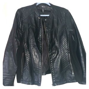 Black leather jacket with zipper